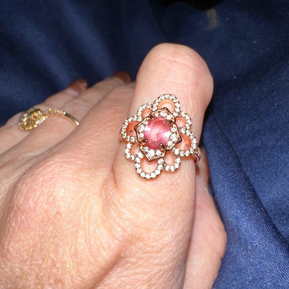 Elegant Pink Gemstone Ring in Rose Gold - Picture 4 of 9